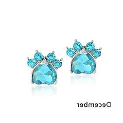 Zampa Di Cane Color Argento Zirconia Turchese Mesi Dicembre