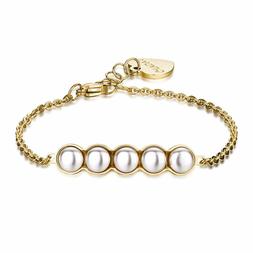 S'AGAPO' Bracciale Marilyn in Acciaio Oro con Perle Idea Reg