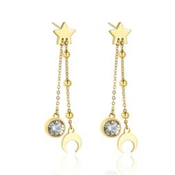 Donna Pendenti Lunghi Acciaio Luna Cristallo Sar18 Aurora