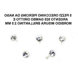 Naso 2.5 Mm,  Brillantini Bianchi,  Argento 925