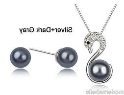 set completo PERLA - CIGNO  cristalli  collana,orecchini,DA 