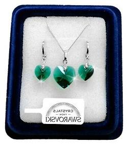 Pl.oro Bianco 18k Con Cristalli Swarovski Verde