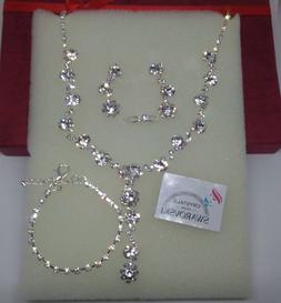 Collana Anello Bracciale Argento 925 % Cristalli Swarovski V