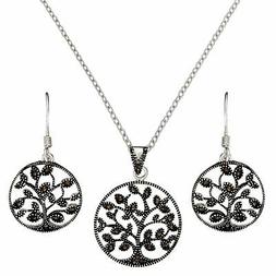 E Collana Argento 925 Albero Della Vita Marcasite