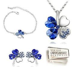 set quadrifoglio collana orecchini bracciale swarovski eleme