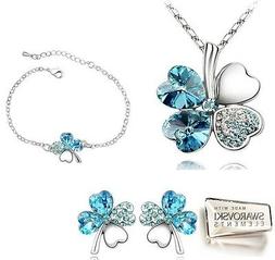 set QUADRIFOGLIO COLLANA,ORECCHINI,BRACCIALE SWAROVSKI Eleme