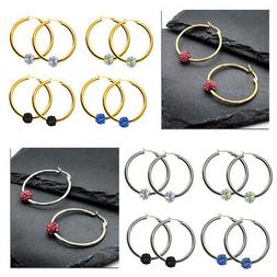 Hoops Cerchio Donna Ragazza Gioielli Palla Strass Acciaio