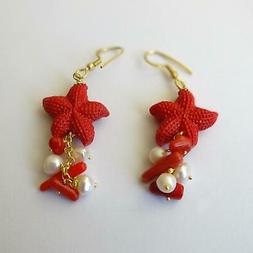 Pendenti Donna Colore Oro - Stella Marina Corallo Perle 14 C