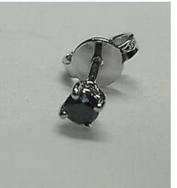 SINGOLO ORECCHINO oro bianco  18 kt con diamante nero natura