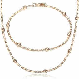 Sottile 585 in Oro Rosa Insieme Dei Monili per Le Donne Mari
