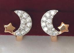 stella luna orecchini a cerchio con cristalli