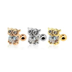 Gufo Acciaio Inox Zirconia Argento Oro Rosa