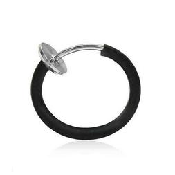 Un Orecchino a CLIP ON NERO finto Piercing per Naso Bocca Or