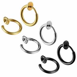 Uomo Donna Acciaio Inox Clip Non Forato Cerchi Naso Labbra O