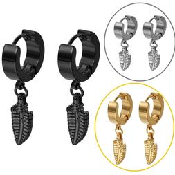 Uomo Donna Acciaio Inox Piuma Pendenti Stretto Cerniera Cerc