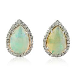 A Lobo Pera Forma Opale Diamante 18k Bianco Oro Fino