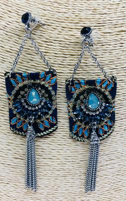 &nbsp;etnici Con Quarzi Celesti E Catena Color Argento