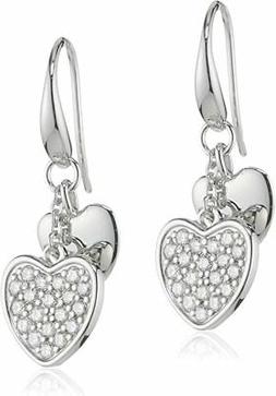 Fossil Women Earrings 925 Sterling Silver Hearts Zirconia JF