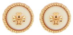 Tory Burch Women's Rope Logo Pearl Stud Earrings - Ivory/Gol